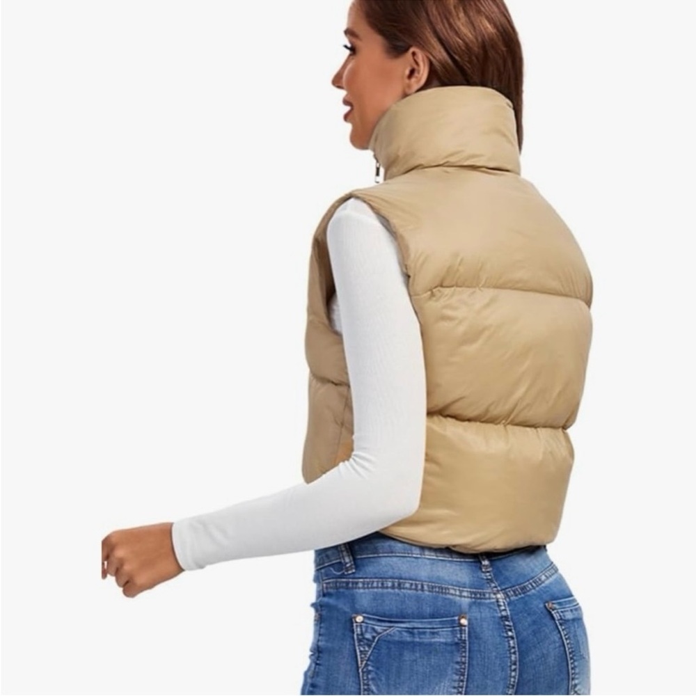 Women's Tan Puffer Vest